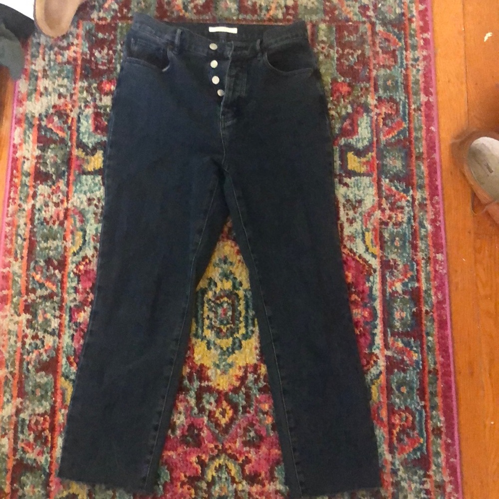 high wasted blue jeans